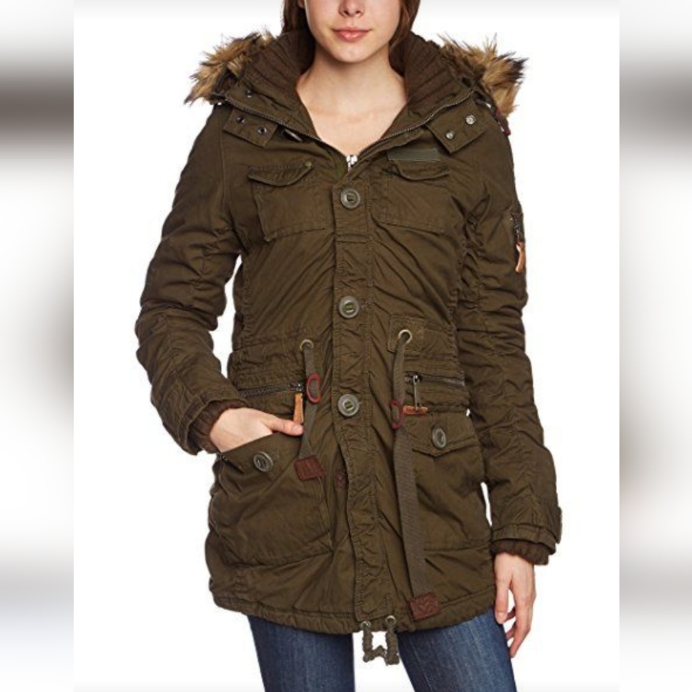 Khujo Parka Brooke Jacket In Olive Green